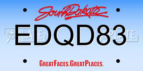 EDQD83 South Dakota License Plate