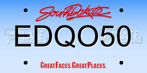 EDQO50 South Dakota License Plate