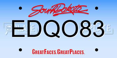 EDQO83 South Dakota License Plate