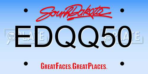 EDQQ50 South Dakota License Plate