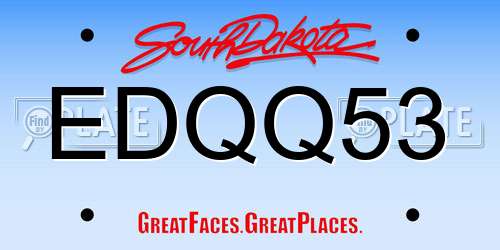EDQQ53 South Dakota License Plate