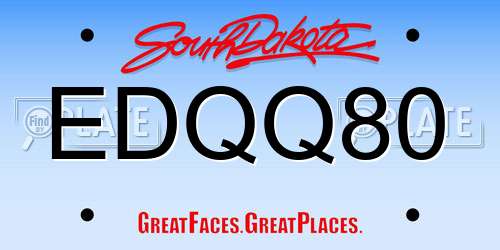 EDQQ80 South Dakota License Plate
