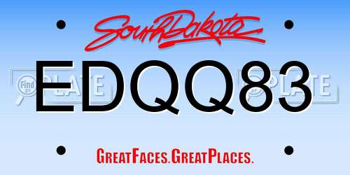 EDQQ83 South Dakota License Plate