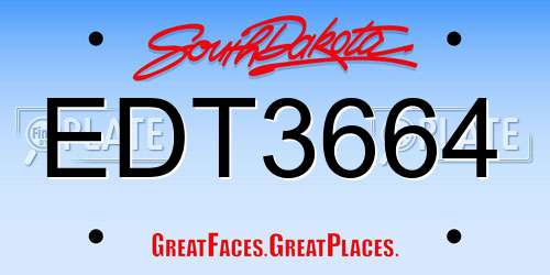 EDT3664 South Dakota License Plate
