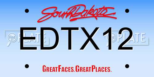 EDTX12 South Dakota License Plate