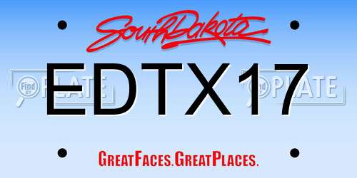 EDTX17 South Dakota License Plate