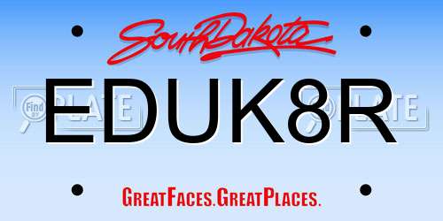EDUK8R South Dakota License Plate