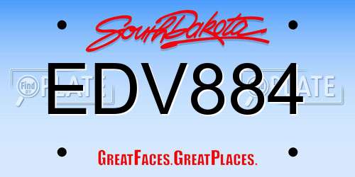 EDV884 South Dakota License Plate