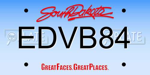 EDVB84 South Dakota License Plate
