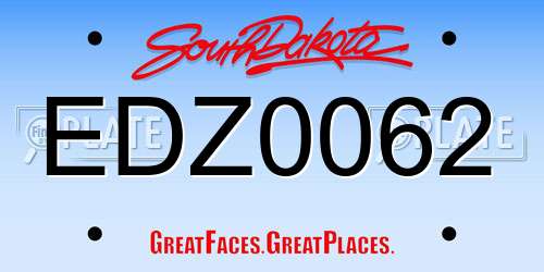 EDZ0062 South Dakota License Plate