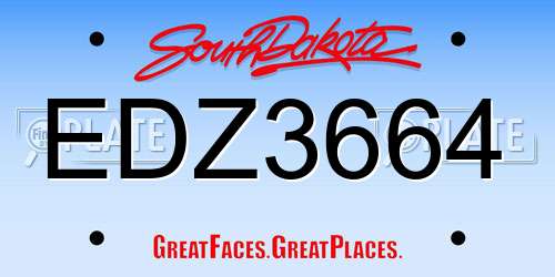 EDZ3664 South Dakota License Plate