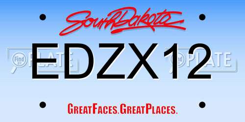 EDZX12 South Dakota License Plate