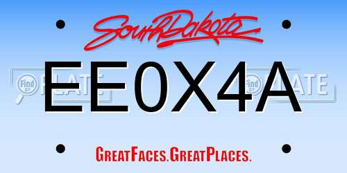 EE0X4A South Dakota License Plate