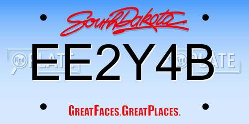 EE2Y4B South Dakota License Plate