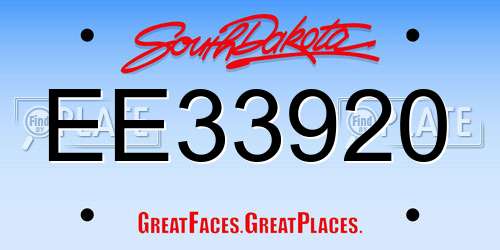 EE33920 South Dakota License Plate