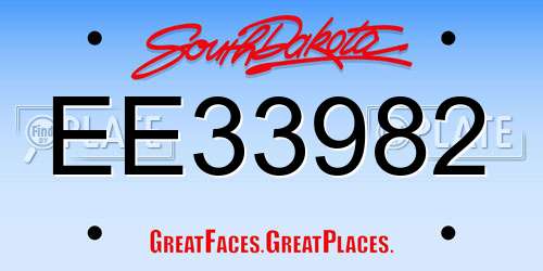 EE33982 South Dakota License Plate