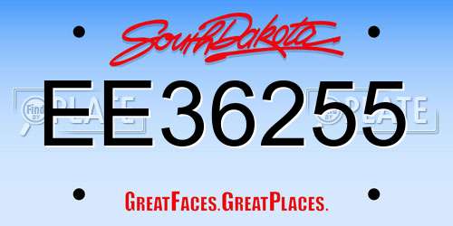 EE36255 South Dakota License Plate