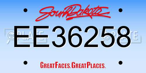 EE36258 South Dakota License Plate
