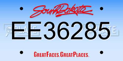 EE36285 South Dakota License Plate