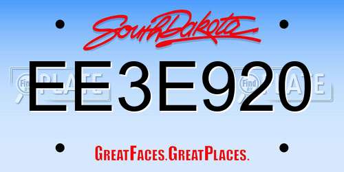 EE3E920 South Dakota License Plate