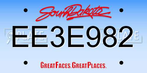EE3E982 South Dakota License Plate