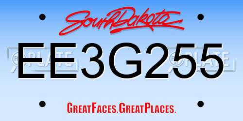 EE3G255 South Dakota License Plate