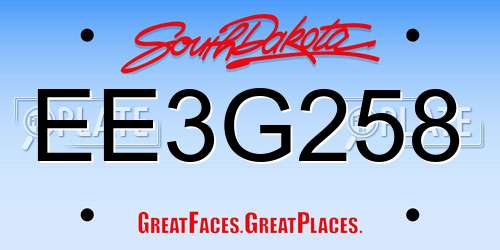 EE3G258 South Dakota License Plate