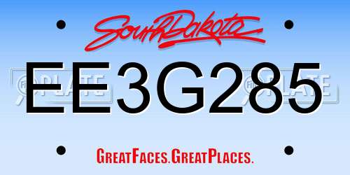 EE3G285 South Dakota License Plate