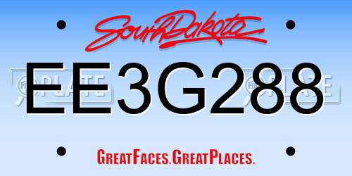 EE3G288 South Dakota License Plate