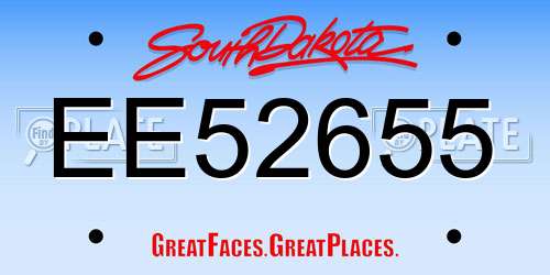 EE52655 South Dakota License Plate