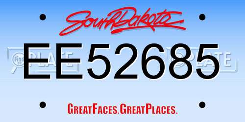 EE52685 South Dakota License Plate