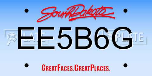 EE5B6G South Dakota License Plate