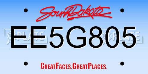 EE5G805 South Dakota License Plate
