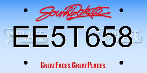 EE5T658 South Dakota License Plate