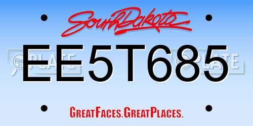 EE5T685 South Dakota License Plate