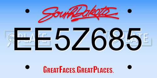 EE5Z685 South Dakota License Plate