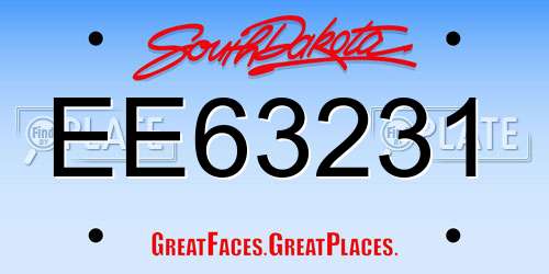 EE63231 South Dakota License Plate