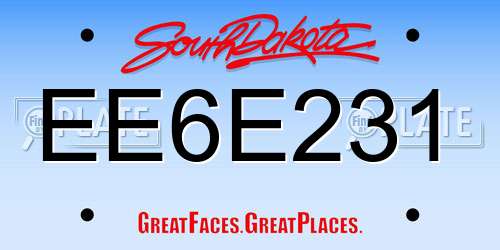 EE6E231 South Dakota License Plate