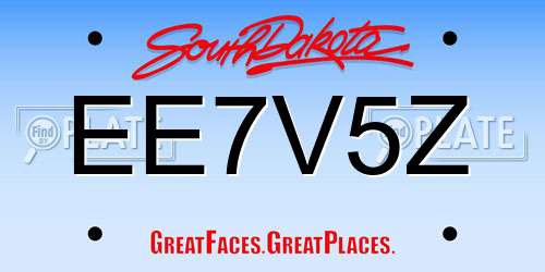 EE7V5Z South Dakota License Plate