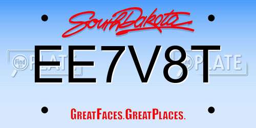 EE7V8T South Dakota License Plate