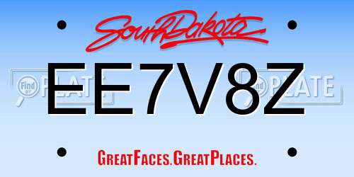 EE7V8Z South Dakota License Plate