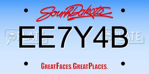 EE7Y4B South Dakota License Plate