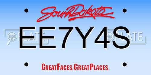 EE7Y4S South Dakota License Plate