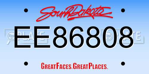 EE86808 South Dakota License Plate