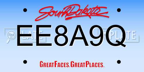 EE8A9Q South Dakota License Plate