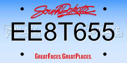 EE8T655 South Dakota License Plate