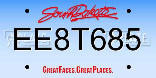 EE8T685 South Dakota License Plate