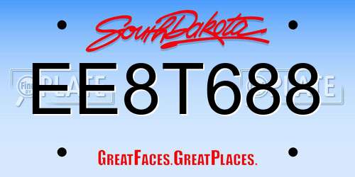 EE8T688 South Dakota License Plate