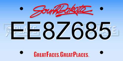 EE8Z685 South Dakota License Plate