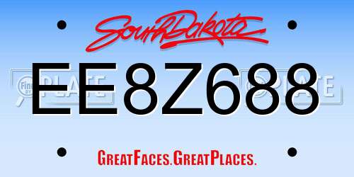 EE8Z688 South Dakota License Plate